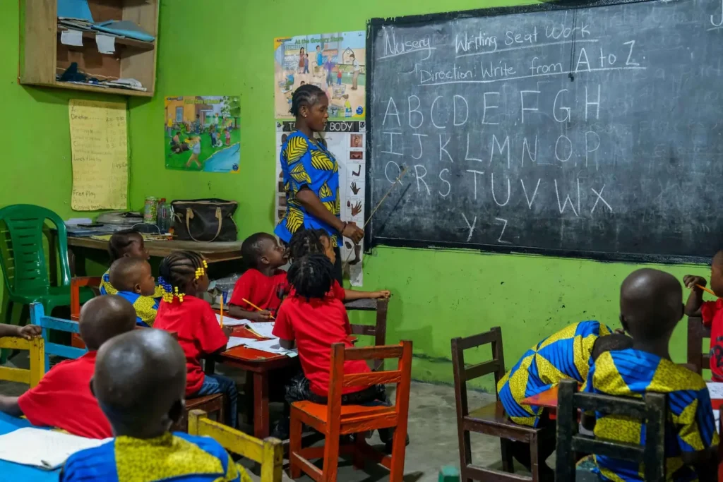 Children learning Kiswahili language in a community education setting